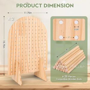 Solid Wood Desktop Pegboard Hair Tie Display Rack Adjustable Jewelry Storage Rack Home Entryway <b>Key</b> <b>Hanger</b> - Product Image 4