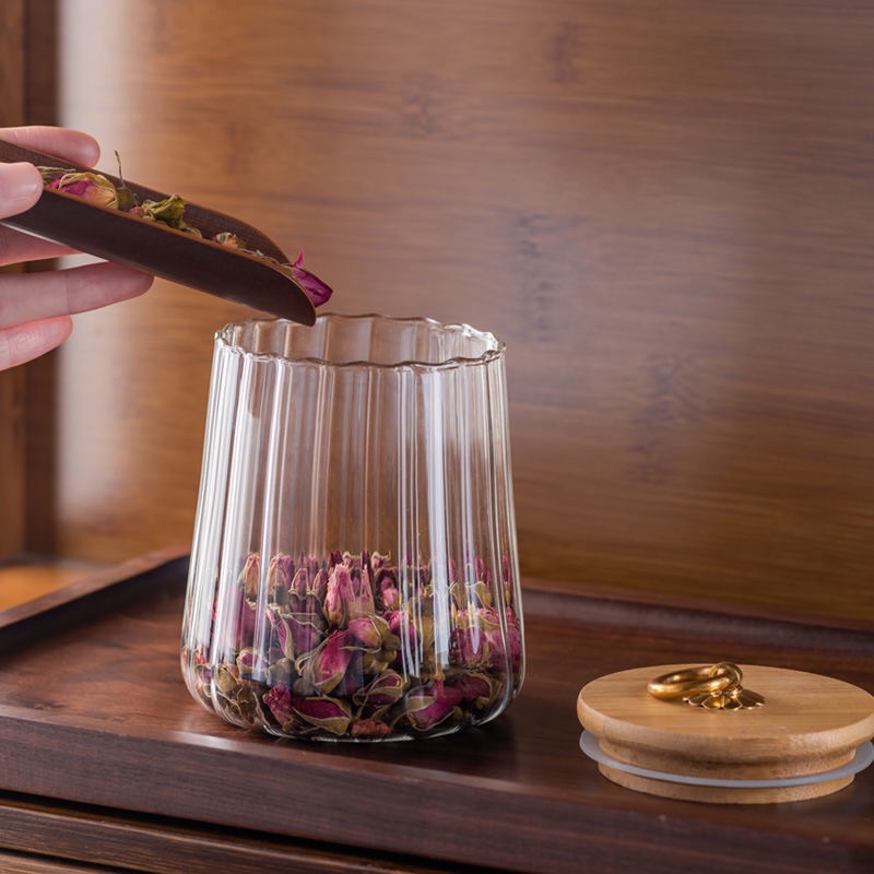 Japanese-style household sealed glass tea pot snack storage pot glasses jar