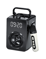 Altavoz portátil inalámbrico estéreo con control remoto, radio reloj despertador