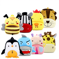 Sac à dos en peluche 3D mignon pour enfants, cartable de dessin animé, mini sac à dos pour tout-petits, collection Zoo, sac à dos doux pour la maternelle