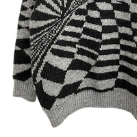 Pull-over surdimensionné pour femme à col rond, motif damier géométrique radiale, personnalisé avec logo, manches longues, doux pour la peau, design de créateur