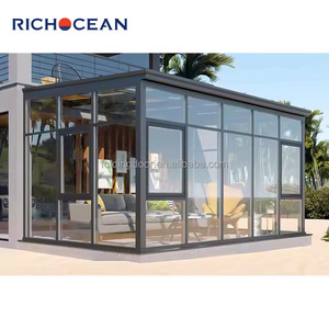 Véranda en aluminium et verre RICHOCEAN avec portes coulissantes pour extension de maison, solarium préfabriqué extérieur, jardin d'hiver - Product Image 5