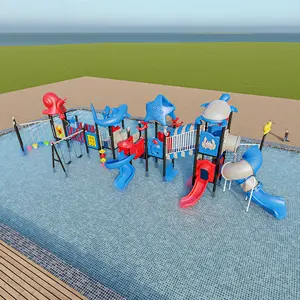 Water Use Plastic Kids Slide Playground With Swing Plastic Commercial Outdoor Amusement Equipment Playground Backyard Slide