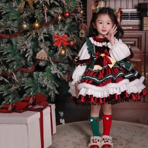 क्रिसमस शैली सर्दियों की नई लड़की के कपड़े बच्चों राजकुमारी पोशाक बेबी मखमली प्यारा प्यूफी ड्रेस बच्चों के प्रदर्शन वेशभूषा - Product Image 2