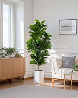 FLOWORLD Langlebiger Künstlicher Ficus Lyrata Baum Über 1,8m Groß mit Metalltopf 183cm H x 89cm T Innen-/Außendekoration