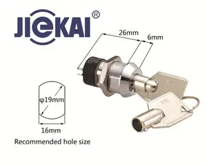 JK206-cerraduras de botón para maletero trasero, tamaño de agujero de 19mm, con interruptor de encendido y encendido con llave de 198