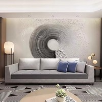 Papier peint mural moderne minimaliste géométrique 3D en relief, texture velours satiné, nature morte, luxe léger, abstrait, pour chambre et salon