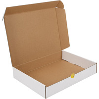 Boîte d'expédition en carton ondulé blanc vierge, logo personnalisé, pliable, emballage cadeau