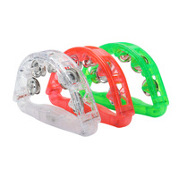 PromotionalED Plastic Flashing Tambourine Musical Handheld Percussion Instrument Glow Concert Light Kids Gift Unisex