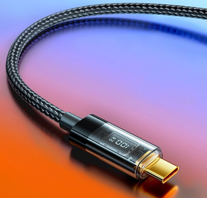 Câble USB Type-C vers C tressé de 1 m avec affichage numérique LED PD100W, gaine TPE, compatible <span class=keywords><strong>iPhone</strong></span> 12 13 <span class=keywords><strong>14</strong></span> 15 <span class=keywords><strong>Pro</strong></span> Plus, iPad Air, imprimante - Product Image 4