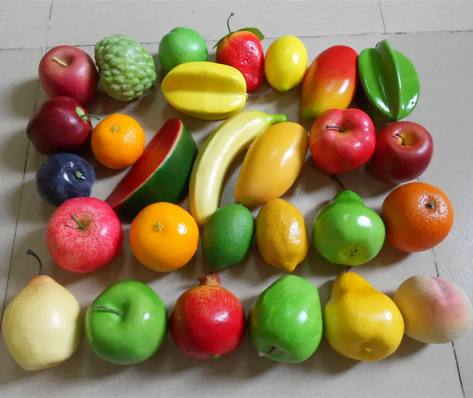 Decoração de frutas artificiais de simulação, frutas falsas para decoração de hotel e jardim