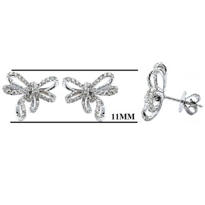 Vente en gros de bijoux en diamant de couleur rose 18 carats boucles d'oreilles à ruban mignon à la mode combinaison spéciale en or pour cadeau de mariage adolescent - Product Image 2