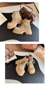 Nuovi Arrivi Invernali: Stivali Martens Opachi da Donna con Suola Spessa, Plateau e Lacci, Stivali Casual da Motociclista, <span class=keywords><strong>Stivaletti</strong></span> alla Caviglia - Product Image 2