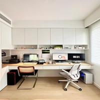 Bureau informatique intégré de style nordique avec bibliothèque et compartiment de rangement dissimulé – Meuble pour chambre, bureau ou espace de travail à domicile