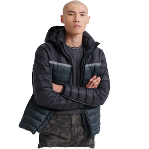 Men's Customizable Logo Printed Winter Puffer <b>Jacket</b> <b>Smart</b> Casual Style with Hood Waterproof Woolen Fabric OEM Service Available - Product Image 1