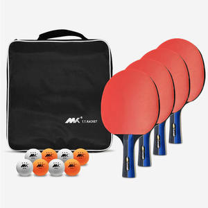 Ensemble de raquettes de <span class=keywords><strong>ping</strong></span>-<span class=keywords><strong>pong</strong></span> personnalisées pour 4 personnes <span class=keywords><strong>raquette</strong></span> de tennis de table à 8 balles avec sac de transport en bois de caoutchouc et fibre de carbone - Product Image 3