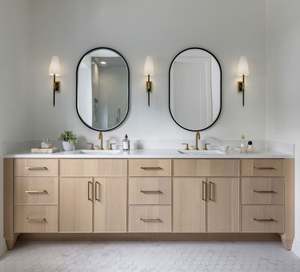 Modern Design Custom Luxury Solid Wood Minimalist Style Bathroom <b>Vanity</b> Ceramic <b>LED</b> Eco-Friendly for Hotel Villa Use - Product Image 4