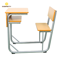 Table en bois moderne et durable, mobilier scolaire, bureau d'étude ergonomique et ensemble de chaises avec double siège pour les étudiants, certifié CE