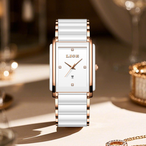 Reloj Cuadrado de Cerámica LIGE LG89188 para <span class=keywords><strong>Mujer</strong></span>, Elegante Reloj de Cuarzo Analógico, Diseño de Moda Ejecutiva, Reloj de Lujo con Caja de Regalo - Product Image 2