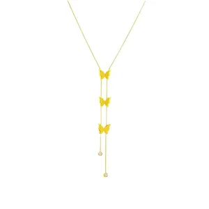 18K Goudkleurige RVS Kleurvaste 3-delige Vlinder Clavicula Ketting Niet-verblekende Zomer Vlinder Sieraden Collier - Product Image 3