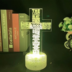 Custom Jesus Night Light Pop Design moderno 3D Cross LED Night - Product Image 1