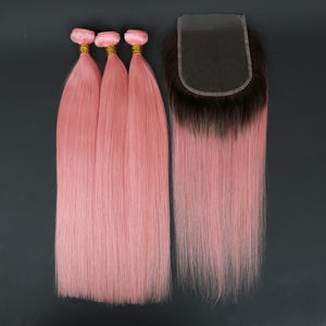 Fasci di trama dritte con ossa di colore rosa di alta qualità a lunghezza intera 100% estensioni di capelli umani russi - Product Image 4