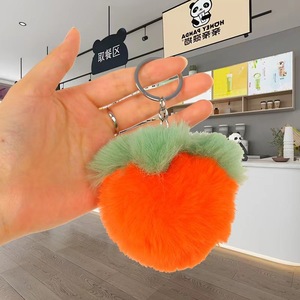 Plush <b>Keychain</b> Persimmon Shape Faux Rabbit Fur Soft Cartoon Couple Gift Valentine's Day Children's Day - Product Image 3
