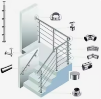 Accessoires de quincaillerie modernes en acier inoxydable 304 pour garde-corps en verre d'escalier, pour balcon et sol