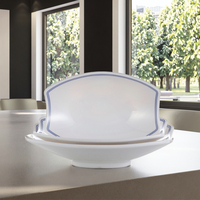 Nouveau pied conception 8.9 pouces bateau forme mélamine bleu cerclées assiettes