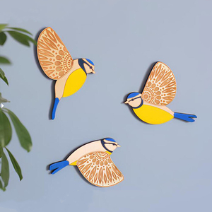 Diseño creativo 3 uds patos de madera voladores artesanía decoración colgante de pared pájaro volador de madera para decoración de oficina en casa artesanías de madera - Product Image 2