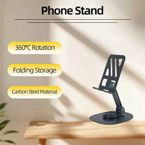 Support de téléphone portable rotatif à 360 degrés, pliable et réglable en hauteur, en acier, pour la maison, le bureau et le bureau à domicile - Product Image 1