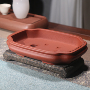 Pot à bonsaï en argile violette, rectangulaire peu profond, non poreux, pour plantes d'intérieur - Product Image 3