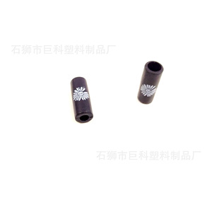 Cylindrical Black Daisy Printed Drawstring Ends For Garment Waistband ABS Plastic Rope End JK30 - Product Image 2