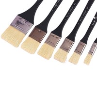Pinceau plat à poils de sanglier avec manche en bois pour peinture à l'huile, aquarelle, gouache - Pinceau d'artiste fabriqué en Chine