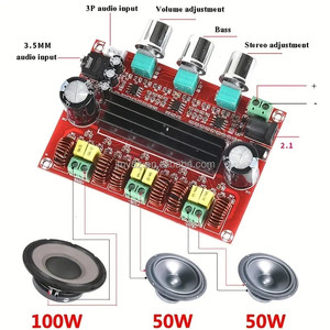 Papan Amplifier Digital <span class=keywords><strong>2</strong></span>.1 saluran XH-M139, 12 v-24 V voltase lebar <span class=keywords><strong>2</strong></span>*50W + 100W - Product Image 1