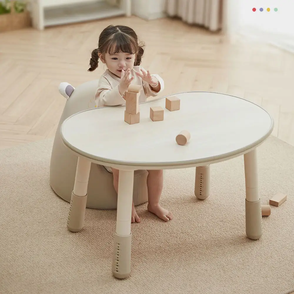 Free Sample Wooden Height Adjustable Baby Desk Home Children Furniture Kids Toddler Cartoon Style Daycare Pencil Table and Chair