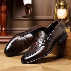 2026 Spring Men's Leather Shoes Formal Business <b>Slip</b> <b>On</b> Loafers High End Casual Wedding Shoes - Product Image 6