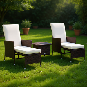 Conjunto de Muebles de Jardín de Mimbre Marrón, Muebles de Exterior de 2 Plazas, Resistentes a la Intemperie, Diseño Contemporáneo - Product Image 2