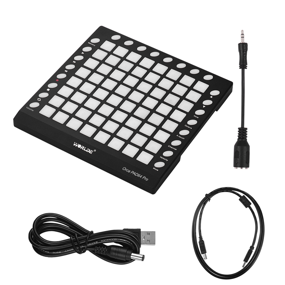 WORLDE Orca PAD64-A Pro USB MIDI Controller - Compact Portable