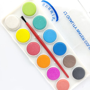 Ensemble de 12 couleurs de peinture à l'eau solides pour enfants, pigments d'aquarelle sur toile, papier, verre - Product Image 4