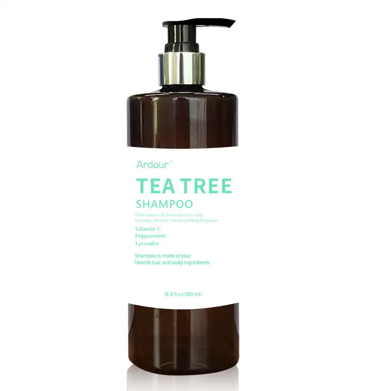 Etiqueta privada al por mayor 100% aceite esencial de árbol de té Natural cuidado de la limpieza del cuero cabelludo tratamiento refrescante champú orgánico para el cabello