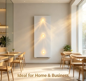 Calentador Infrarrojo para Hogar/Comercio de 800W, Blanco de Aluminio con 3 Focos, Calor Duradero, Calefacción e Iluminación Todo en Uno - Product Image 2