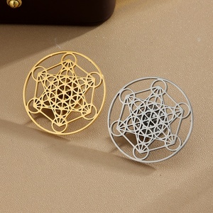 Broche amulette hexagramme <span class=keywords><strong>de</strong></span> l'archange Métablète en acier inoxydable, découpe laser géométrique, finition polie, motif filigrané, Yiwu Aceon - Product Image 6