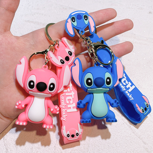 3D Kawaii Pvc Anime llavero juguetes lindo goma creativa dibujos animados Lilo y Stitch llavero coche <span class=keywords><strong>mochila</strong></span> colgante llavero - Product Image 2