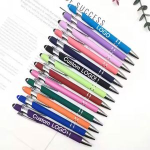 Promotional Custom Logo Ball Stylus Navy Blue Rose Gold Metal <b>Pen</b> <b>Pens</b> Black Matt Rubber Ballpoint - Product Image 2