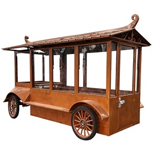 Voiture de restauration électrique style bois, chariot à café portable, chariot à snacks, personnalisation - Product Image 1