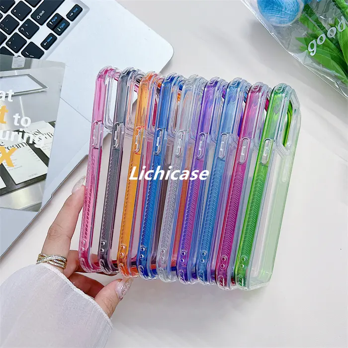 Lichicase Luxury Phone Case For Tecno Pop8 Colorful Anti-slip Frame Transparent Mobile Phone Housings