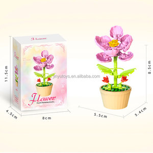 Jouets éducatifs, nouveaux blocs de construction, <span class=keywords><strong>fleurs</strong></span> en pot, roses, tournesols, œillets, plastique ABS, jouet de construction DIY pour enfants - Product Image 2