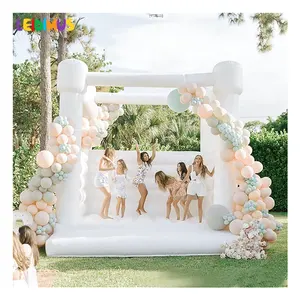 Comercial Popular castillo hinchable blanco adulto Casa de rebote inflable con foso de bolas y tobogán para boda