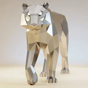Escultura animal de acero inoxidable personalizada al aire libre ciervo ganado caballo Caracol pez león espejo estatua abstracta de metal